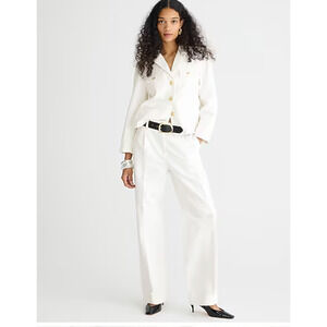 J. Crew Wide Leg Essential Jeans 27 4 White NWT Pleated Straight BX978 J.Crew